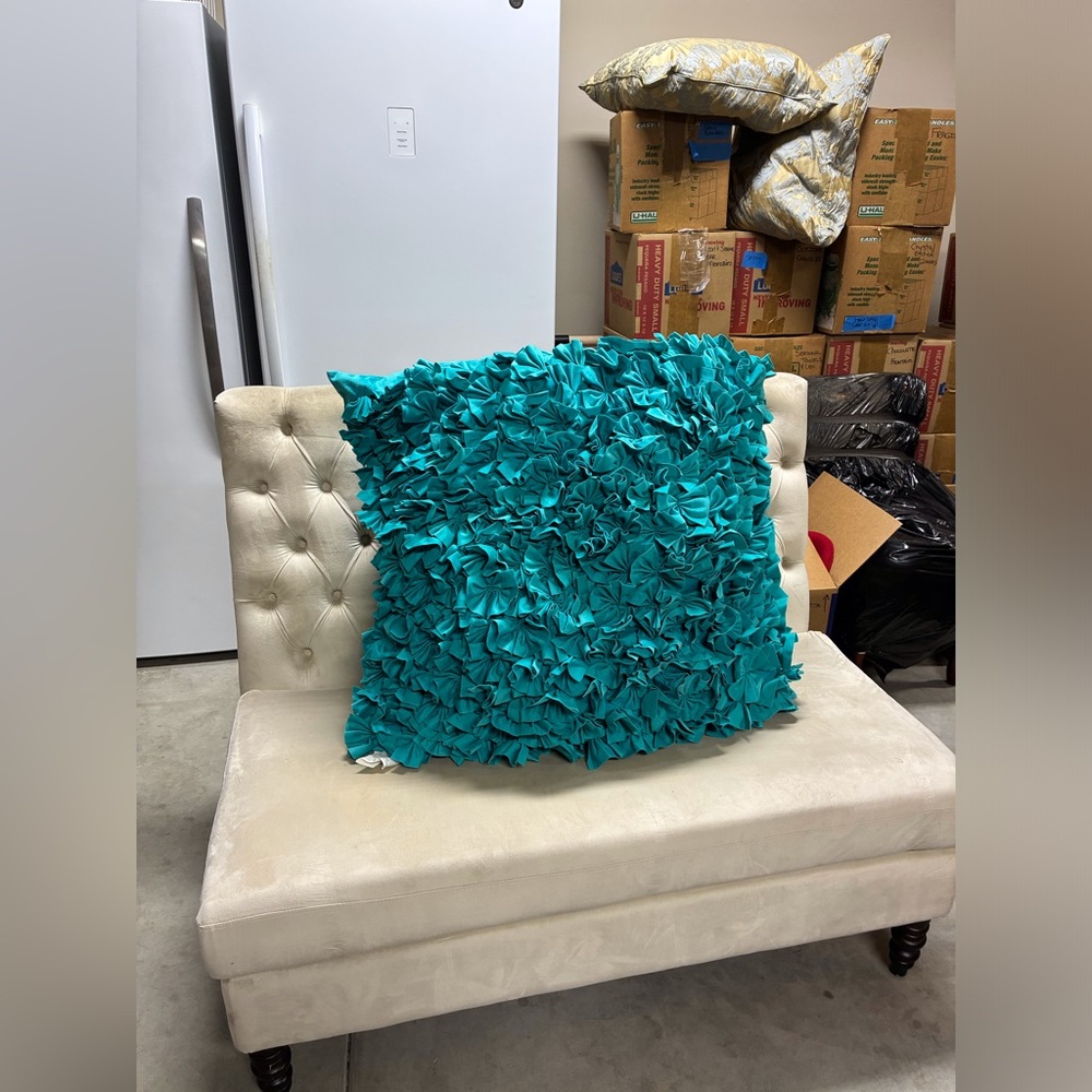 Oversized Turquoise ruffle pillow 24x24